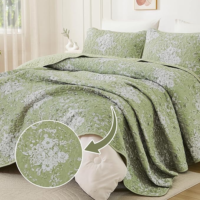 WONGS BEDDING Quilt King Size, Botanical Quilt - Image 2