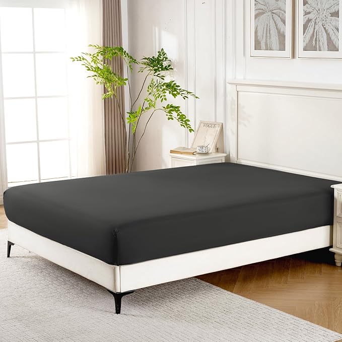 ROSE&RISY Black Full Fitted Sheet, Soft and Breathable - Image 3