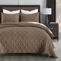 HORIMOTE HOME Quilt Set Twin Size Pine Bark, Classic Geometric Diamond Stitched by HORIMOTEHOME