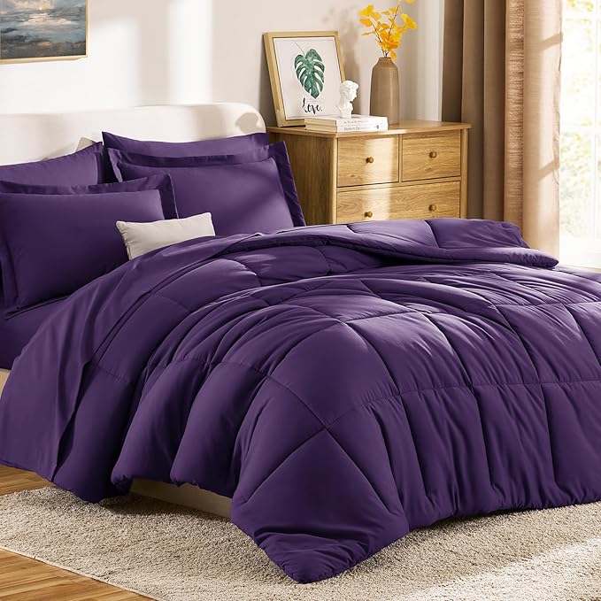 CozyLux Queen Comforter Set Purple - Image 9