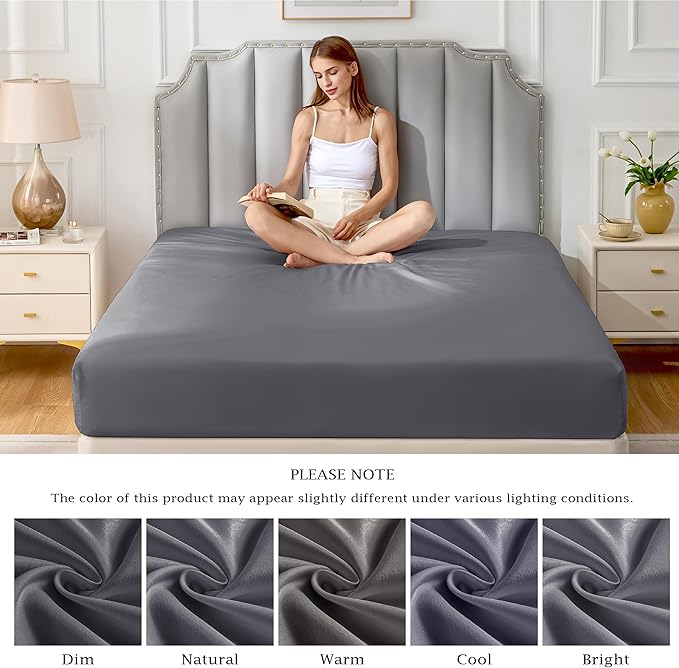 FreshCulture Pure Cotton Fitted Sheets Twin Size, 300 Thread Count Percale - Image 7