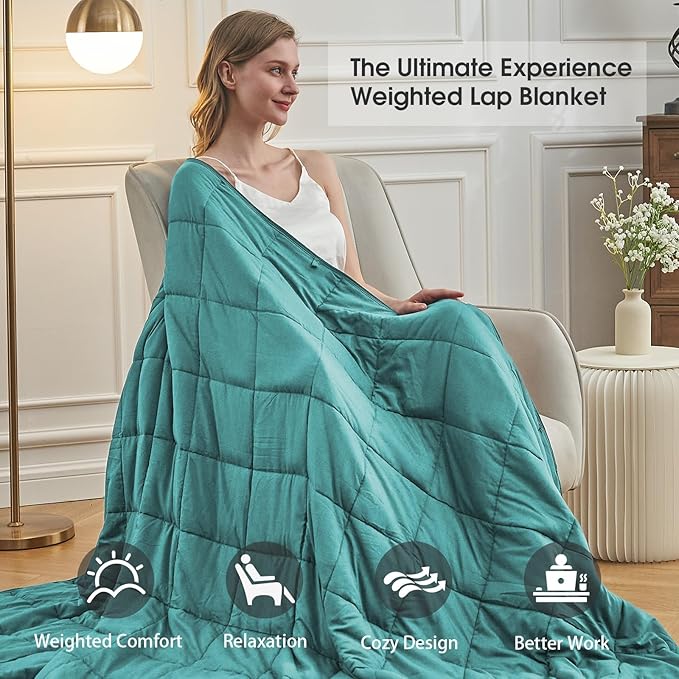 Teal Weighted Blanket for Adults 25lbs, Cal King Cooling Heavy Throw Blanket - Image 4