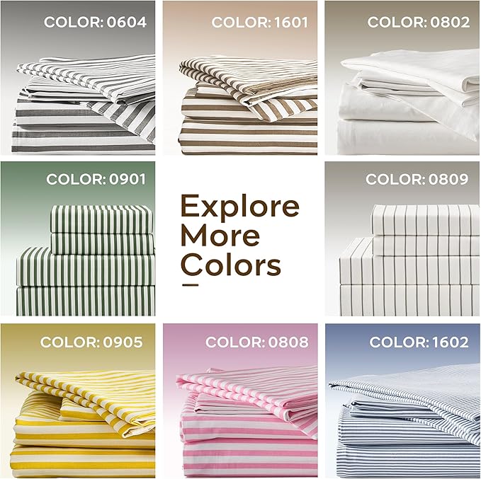 JELLYMONI 100% Natural Cotton 2pcs Striped Duvet Cover Sets, - Image 7