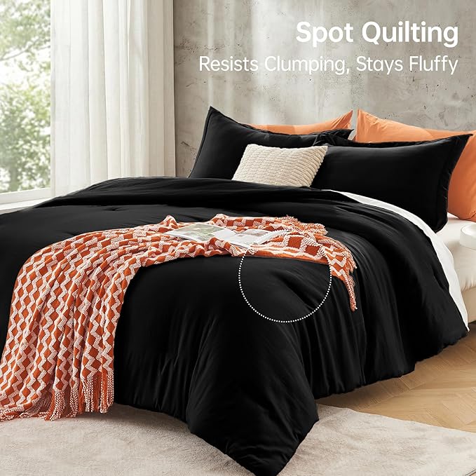 MUXHOMO Black Queen Comforter Set, All Season Ultra Soft Down Alternative - Image 5