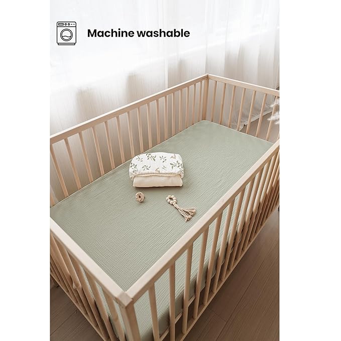 Konssy Muslin Crib Sheets 2 PCS, 100% Cotton Baby Crib Sheets - Image 4