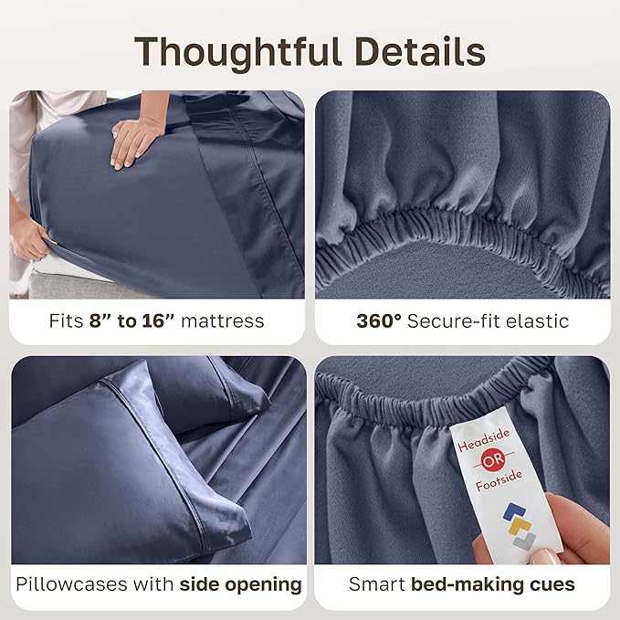 California Design Den Soft 100% Cotton Full Size Bed Sheets Set, 400 TC Good - Image 6