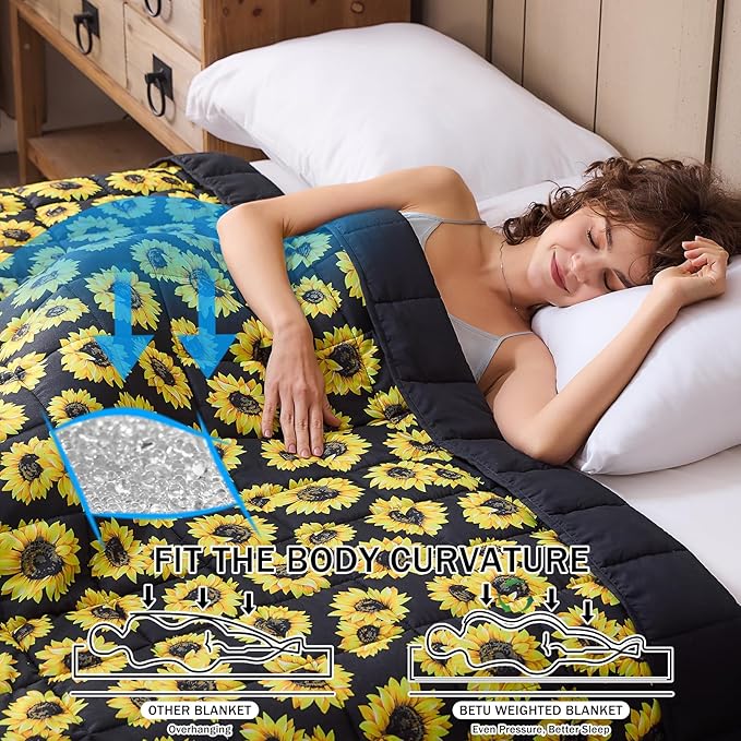 Sunflower Weighted Blanket for Adults 20lbs, Twin Full Size Cooling Heavy Throw - Image 3