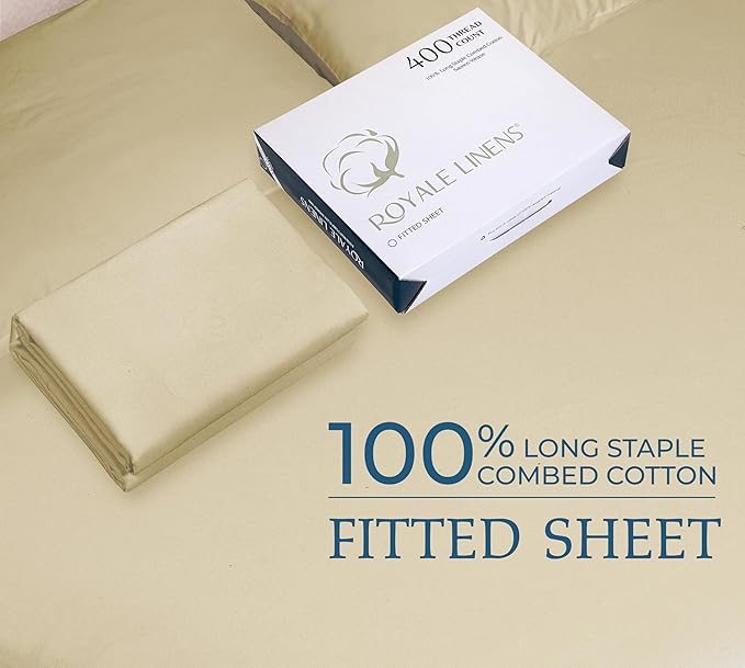 Royale Linens 400 Thread Count 100% American Grown Cotton Fitted Sheet Full Size - Image 9