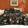 Litanika Floral Black Quilt Queen Size by Litanika