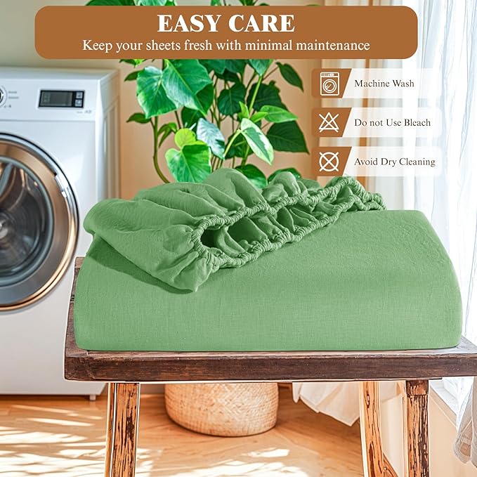 SONORO KATE 100% French Linen Fitted Sheet - Image 7