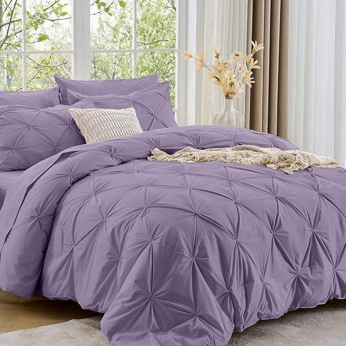 Sasttie Twin XL Comforter Set, 5-Piece Bed in a Bag, Pintuck Bedding Sets by SASTTIE