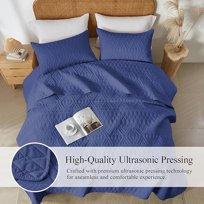 akkialla Twin Size Quilt Bedding Set, Modern Style Geoetric Pattern Coverlet Set - Image 5