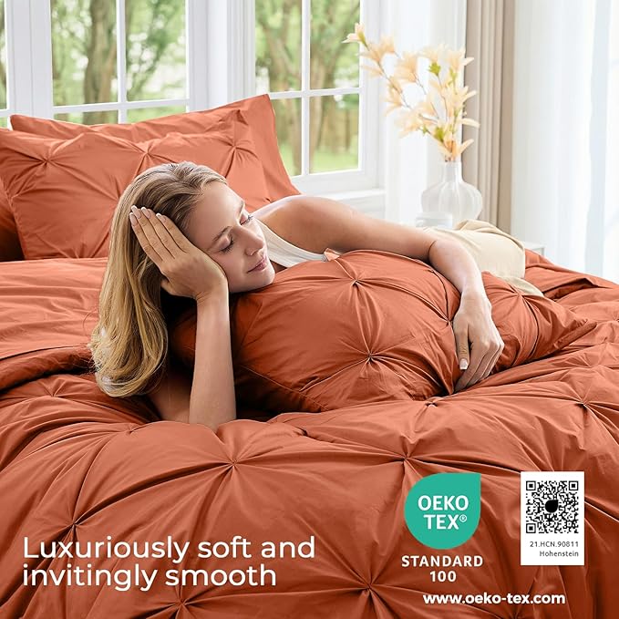 Sasttie Twin Comforter Set, 5-Piece Bed in a Bag, Pintuck Bedding Sets - Image 3