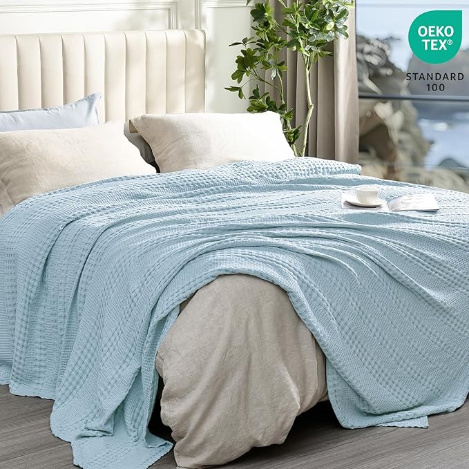 PHF Cooling Waffle Blanket Twin Size, Lightweight 60% Rayon from Bamboo & 40% - Image 3