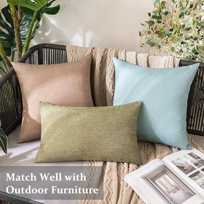 MIULEE Pack of 2 Decorative Outdoor Solid Waterproof Throw Pillow Covers Faux - Image 4