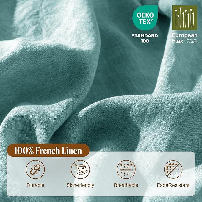 LBRO2M 100% France Linen Duvet Cover Set Full Size 3 Pcs Natural Flax Comforter - Image 3
