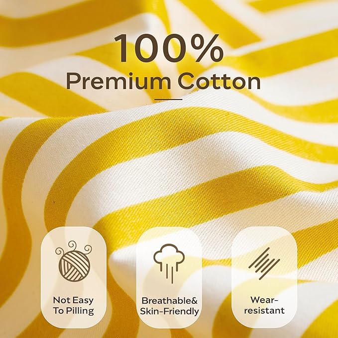 JELLYMONI 100% Natural Cotton 3pcs Striped Duvet Cover Sets, - Image 3