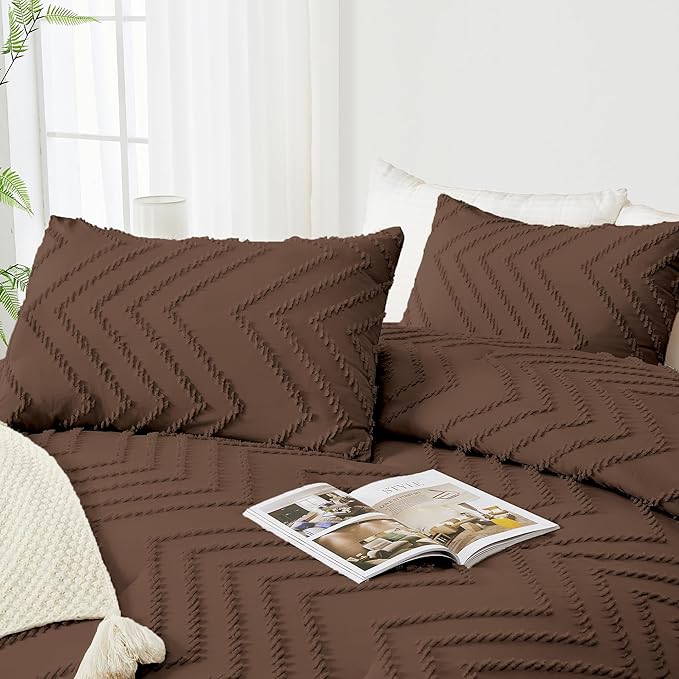 Andency Brown California King Comforter Set, Boho Cal King Soft Warm Tufted - Image 4