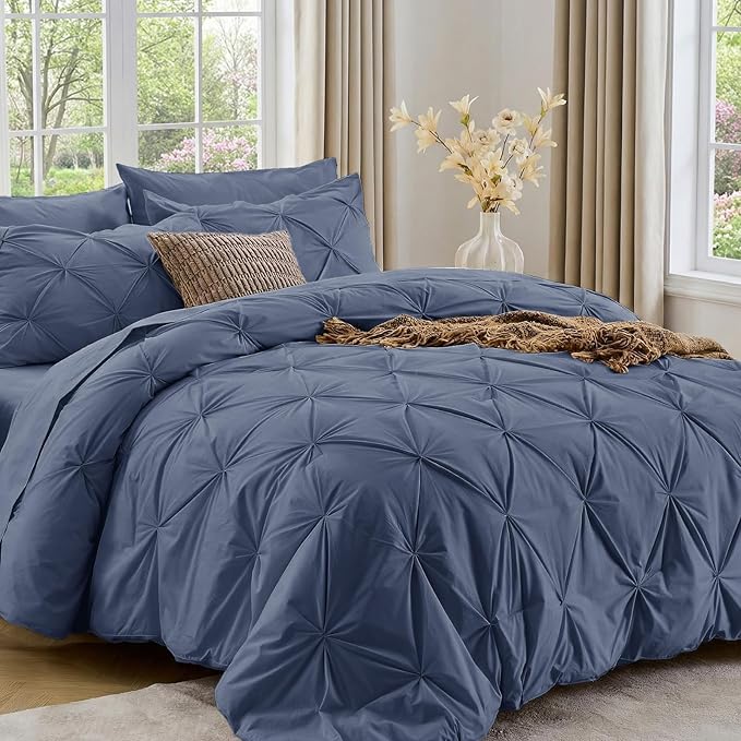 Sasttie Twin XL Comforter Set, 5-Piece Bed in a Bag, Pintuck Bedding Sets by SASTTIE