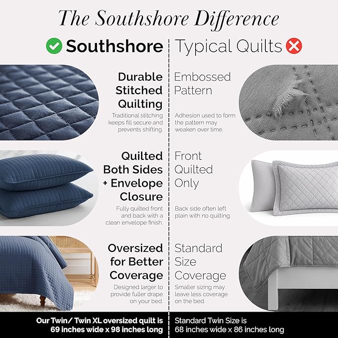 Southshore Fine Living, Inc. Oversized Twin Quilt Bedding Set, Microfiber Quilts - Image 3