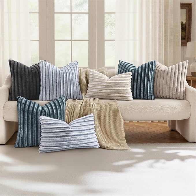 decorUhome Cozy Faux Fur Throw Pillow Covers 26x26 Set of 2 Decorative Soft - Image 5