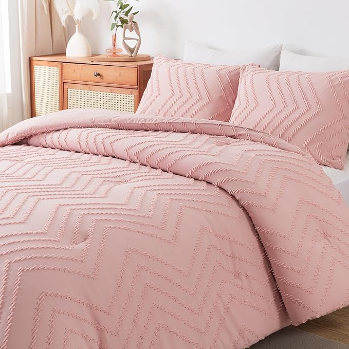 Andency Pink Comforter Set Queen, Boho Cute Girls Women Soft Fluffy Warm - Image 7