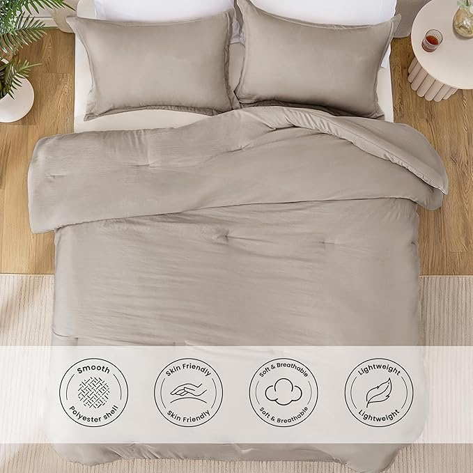 Love's cabin Burlwood Queen Comforter Set, 3-Piece Prewashed Bed Set - Image 3