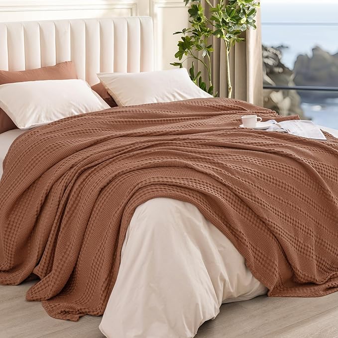 PHF Cooling Waffle Blanket Queen Size, Lightweight 60% Rayon from Bamboo & 40% - Image 3
