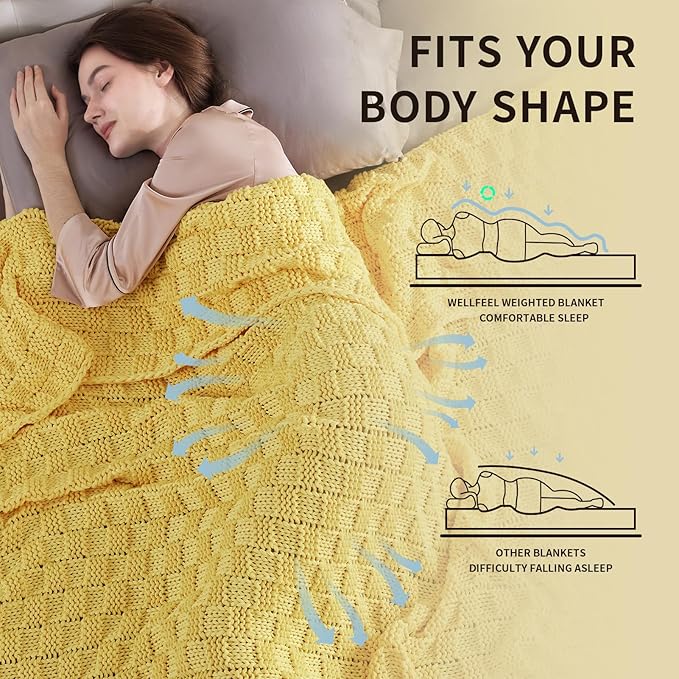 Knitted Weighted Blanket for Adult, No Beads Heavy Blanket 48” x 72'' 10lbs - Image 3
