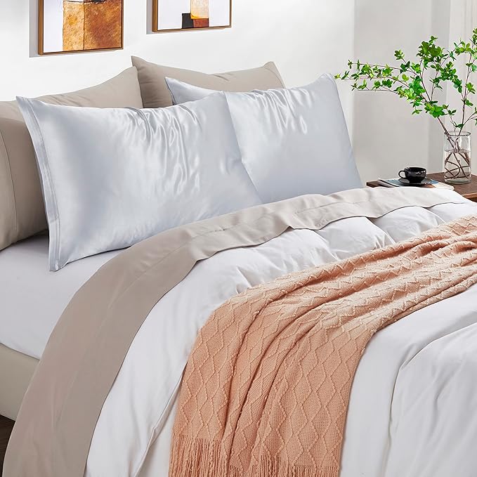 Satin Pillowcases with Zipper （20x26）, Standard Size Pillowcases Set of 2 - Image 2