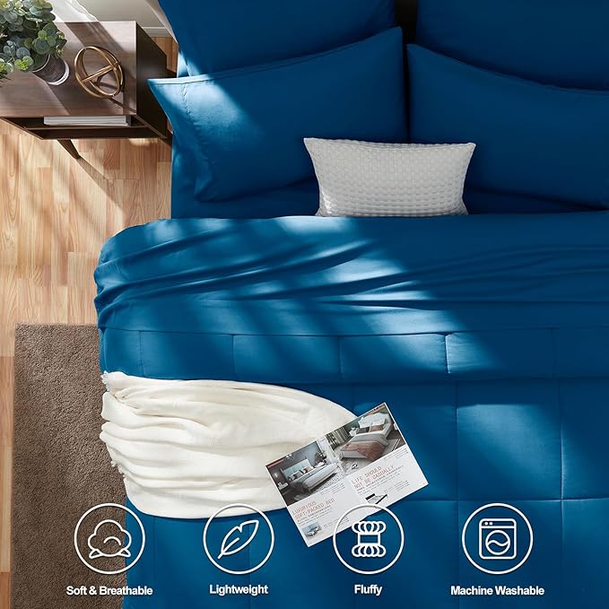CozyLux Queen Comforter Set Teal, 7 Pieces Bed in a Bag, Teal Comforters Queen - Image 2