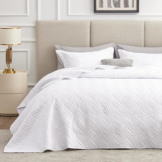 Love's cabin Twin Quilt Set White Bedspreads by Lovescabin