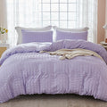 AveLom Lavender Purple Seersucker Duvet Cover Set Queen, 3 Pieces, Ultra Soft by AveLom