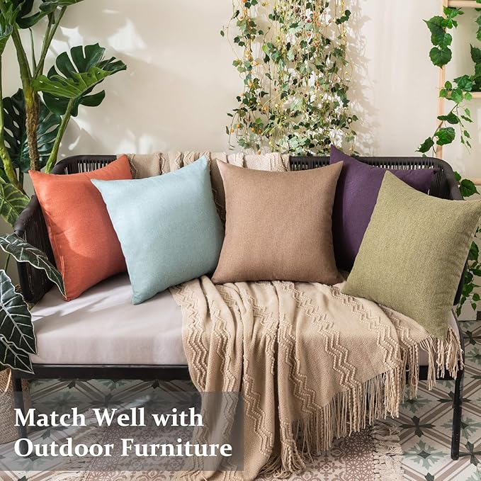 MIULEE Pack of 2 Decorative Outdoor Solid Waterproof Throw Pillow Covers Euro - Image 4