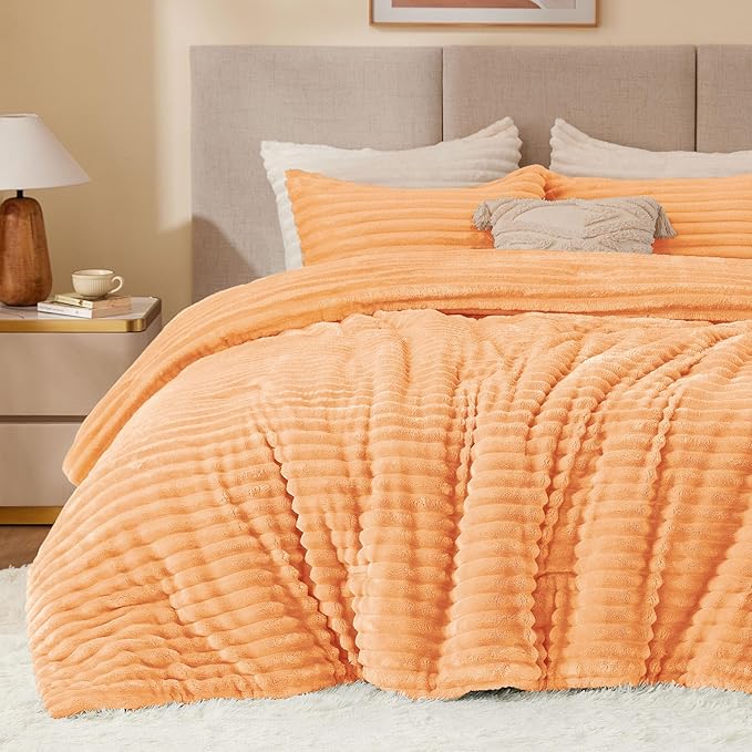 BEDELITE Fleece King Comforter Set -Super Soft & Warm Fluffy Coral Bedding by BEDELITE