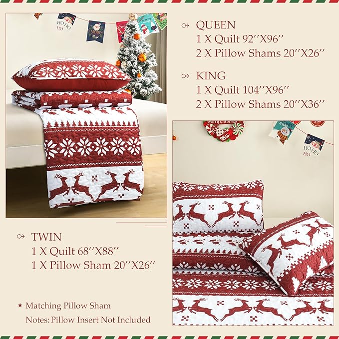 Exclusivo Mezcla Reversible Christmas Quilts Twin Size - Image 6