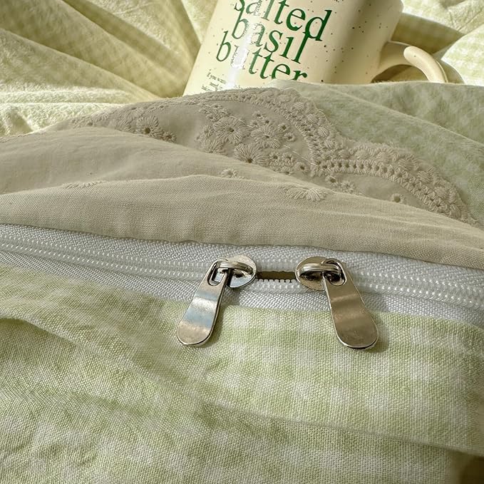 MKXI Mint Green Gingham Duvet Cover Set Full - Image 9