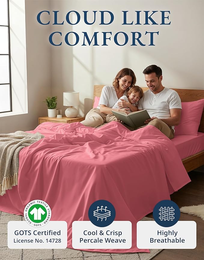 LANE LINEN 100% Organic Cotton Bed Sheets Full Size, Fully Elasticized - Image 2