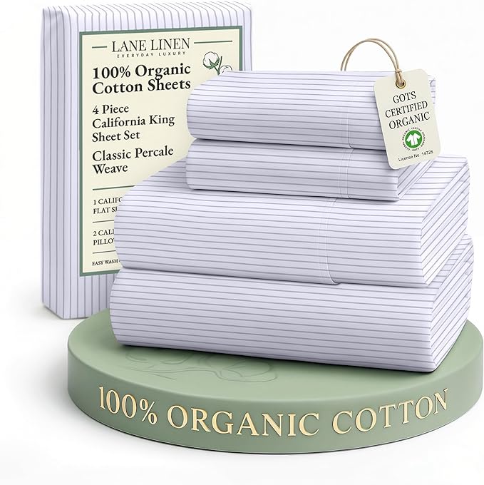 LANE LINEN 100% Organic Cotton Printed California King Sheets Set, 4-Piece All by LaneLinen