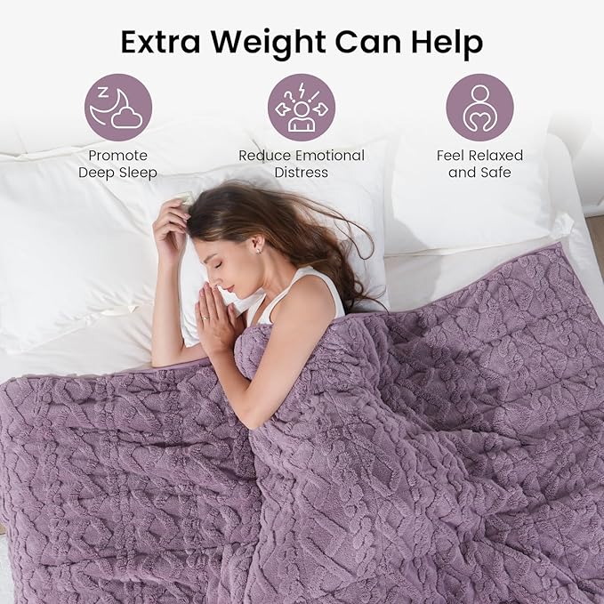 20lbs Weighted Blanket for Adults, Thick Fuzzy Jacquard Sherpa Weighted Blanket - Image 2