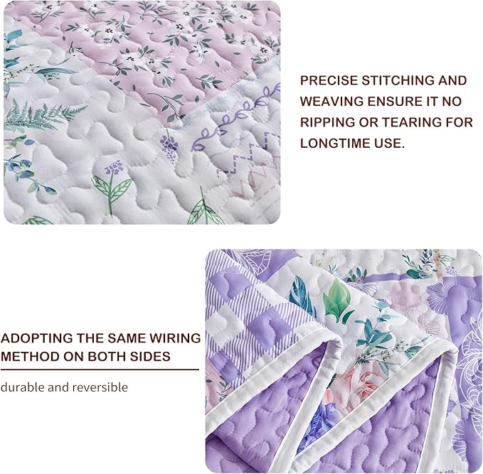 Joyreap 3 Pieces Floral Patchwork Quilt Set California King, 102x114 inches- - Image 4