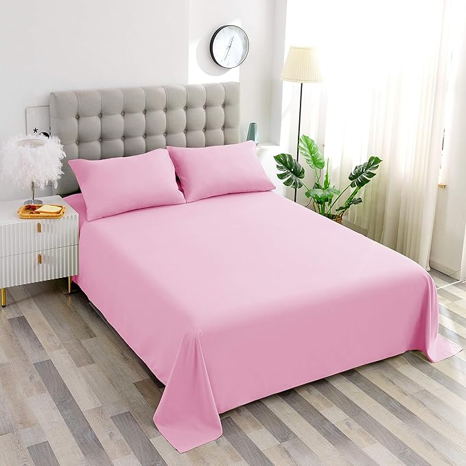Sfoothome Bedding Flat Sheet, Twin Pink Top Sheet - Image 5