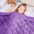 Purple Weighted Blanket Kids 7lbs, Breathable Cooling Minky Heavy Throw Blanket by BETU