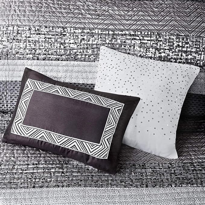 Madison Park Queen Quilt Set Lustrous Jacquard & Glitter Accent Coverlet Set - Image 12