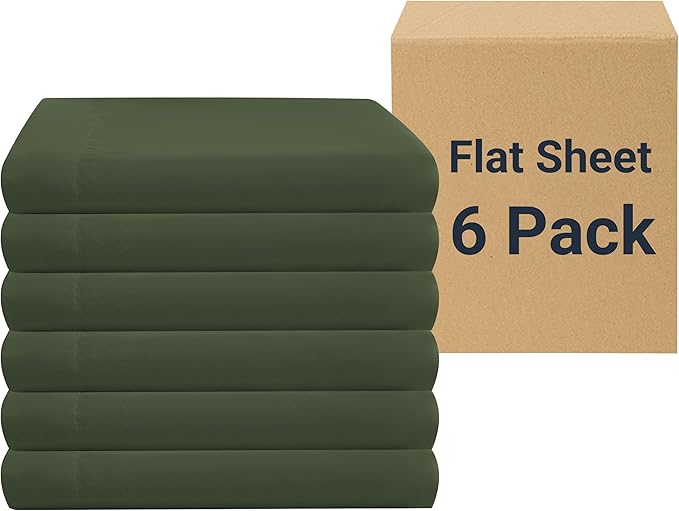 ZPECC Twin Flat Sheet Only 6 Pack, Durable Olive Green Top Bed Sheets by ZPECC-ABrandThatHasBeenFocusedOnBabyProductsFor18Years