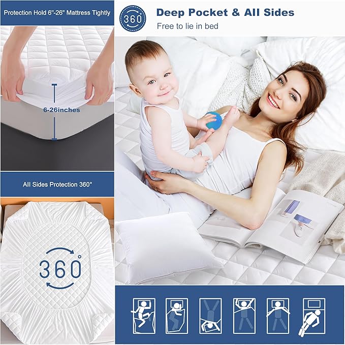 GRT RV King Mattress Pad, 100% Waterproof Breathable RV King Mattress Topper - Image 5