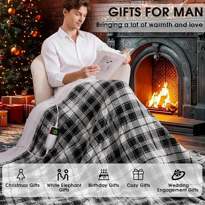 Black Heated Blanket Electric Throw, 50X60 Heating Throw - Image 5