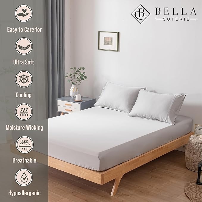 Bella Coterie California King Size Fitted Sheet Only | Luxury Bamboo Viscose | - Image 2