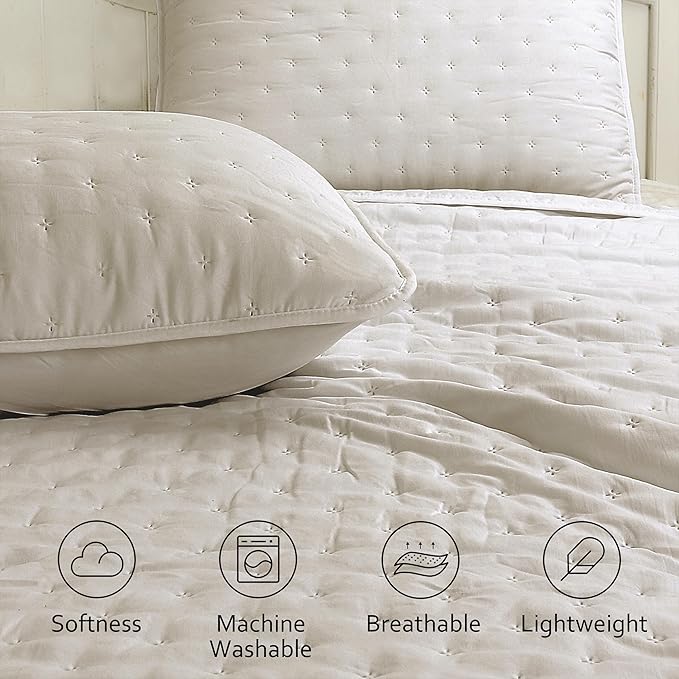 ROARINGWILD Beige Twin Size Quilt Bedding Set - Image 3