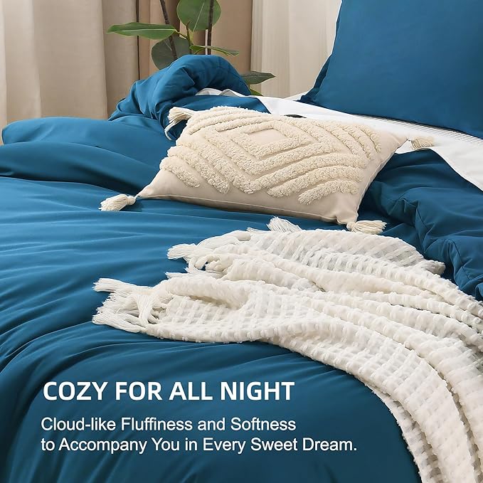Litanika Teal Comforter Full Size, 3 Pieces Turquoise Lightweight Solid Bedding - Image 7